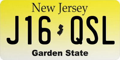 NJ license plate J16QSL