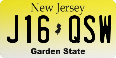 NJ license plate J16QSW