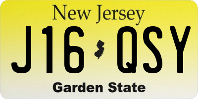 NJ license plate J16QSY