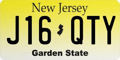 NJ license plate J16QTY