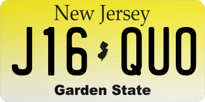 NJ license plate J16QUO