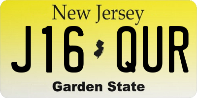 NJ license plate J16QUR