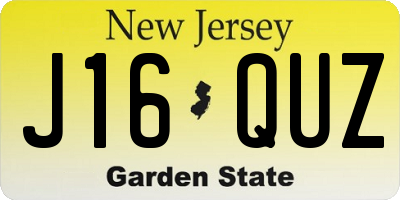 NJ license plate J16QUZ