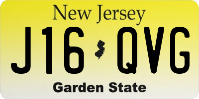 NJ license plate J16QVG