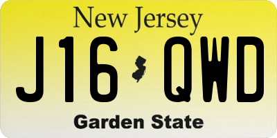 NJ license plate J16QWD