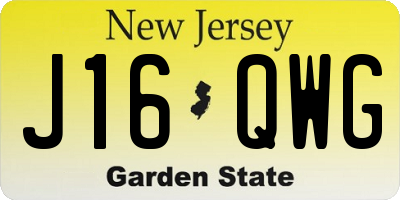 NJ license plate J16QWG