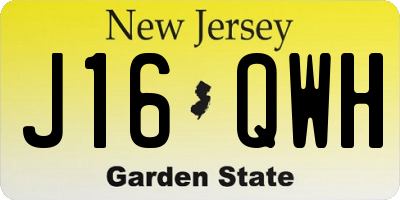 NJ license plate J16QWH
