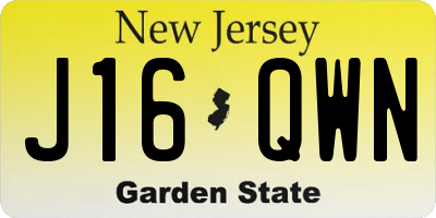 NJ license plate J16QWN