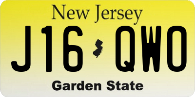 NJ license plate J16QWO