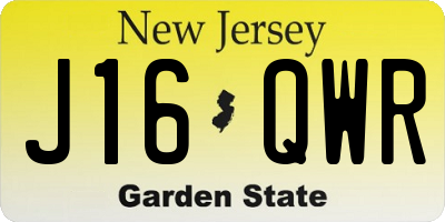 NJ license plate J16QWR