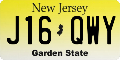 NJ license plate J16QWY