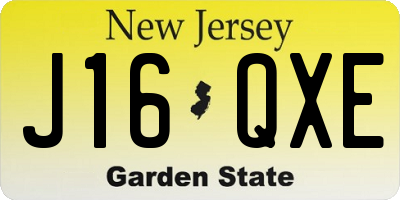 NJ license plate J16QXE