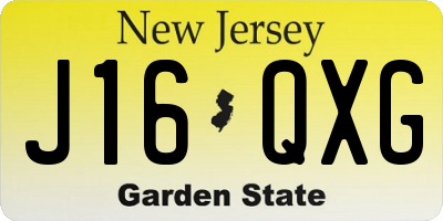 NJ license plate J16QXG