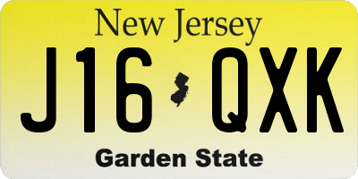 NJ license plate J16QXK