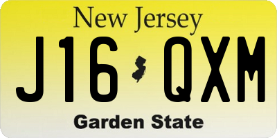 NJ license plate J16QXM