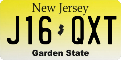 NJ license plate J16QXT