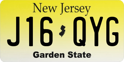 NJ license plate J16QYG