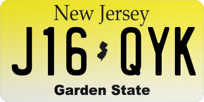 NJ license plate J16QYK