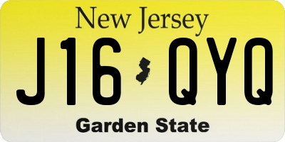 NJ license plate J16QYQ