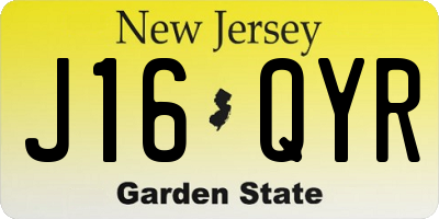 NJ license plate J16QYR
