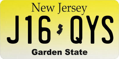 NJ license plate J16QYS