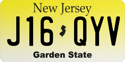 NJ license plate J16QYV