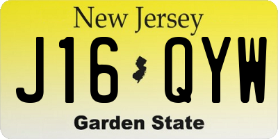NJ license plate J16QYW