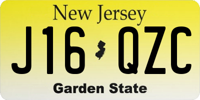 NJ license plate J16QZC