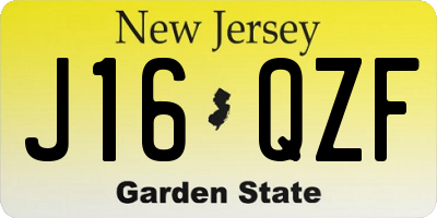 NJ license plate J16QZF