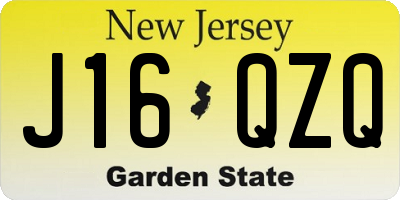 NJ license plate J16QZQ