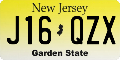 NJ license plate J16QZX
