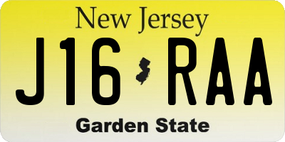 NJ license plate J16RAA