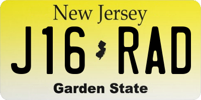 NJ license plate J16RAD