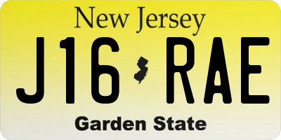 NJ license plate J16RAE