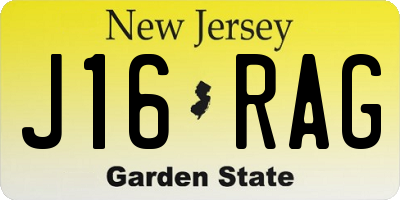 NJ license plate J16RAG