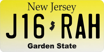 NJ license plate J16RAH