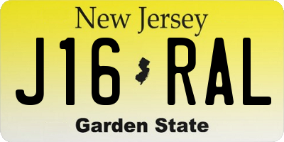 NJ license plate J16RAL