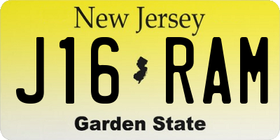 NJ license plate J16RAM