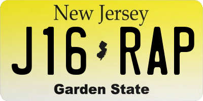 NJ license plate J16RAP