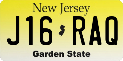 NJ license plate J16RAQ