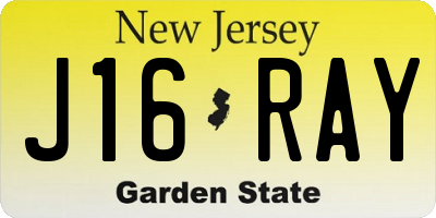NJ license plate J16RAY