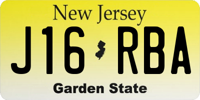 NJ license plate J16RBA