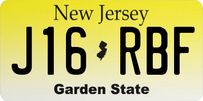 NJ license plate J16RBF