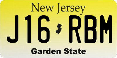 NJ license plate J16RBM