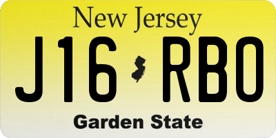 NJ license plate J16RBO
