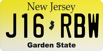 NJ license plate J16RBW