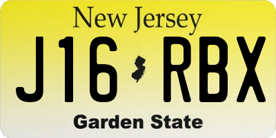 NJ license plate J16RBX