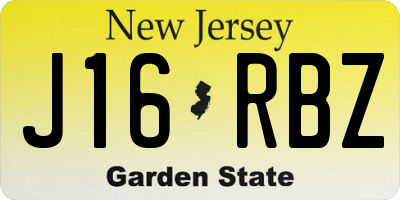NJ license plate J16RBZ