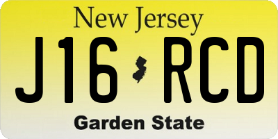 NJ license plate J16RCD