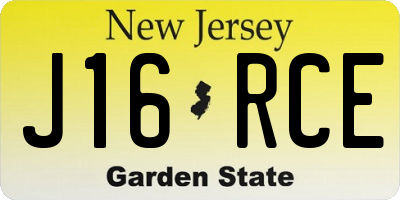 NJ license plate J16RCE